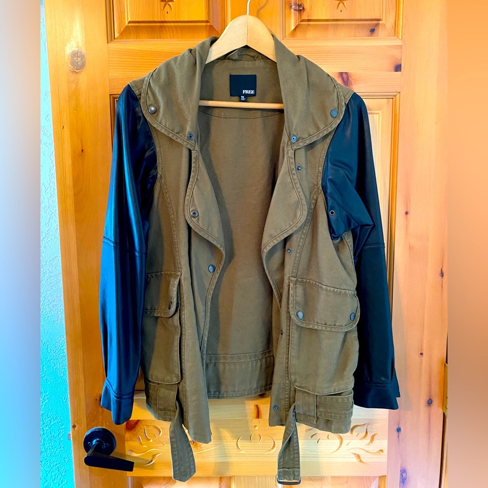 Wilfred Free Utility Jacket with Faux Leather Sleeves